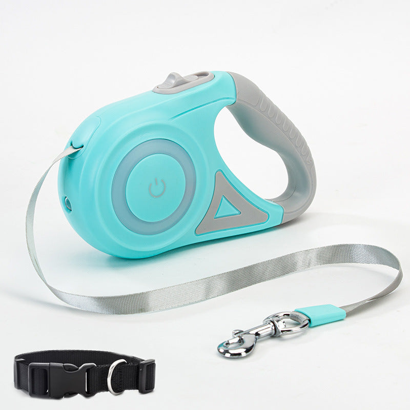 Infällbart Hundkoppel med LED-spotlight & Halsband – Passar Hundar & Katter