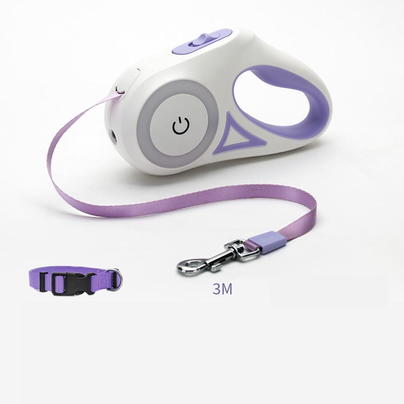 Infällbart Hundkoppel med LED-spotlight & Halsband – Passar Hundar & Katter