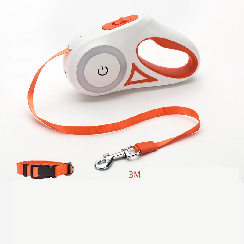 Infällbart Hundkoppel med LED-spotlight & Halsband – Passar Hundar & Katter