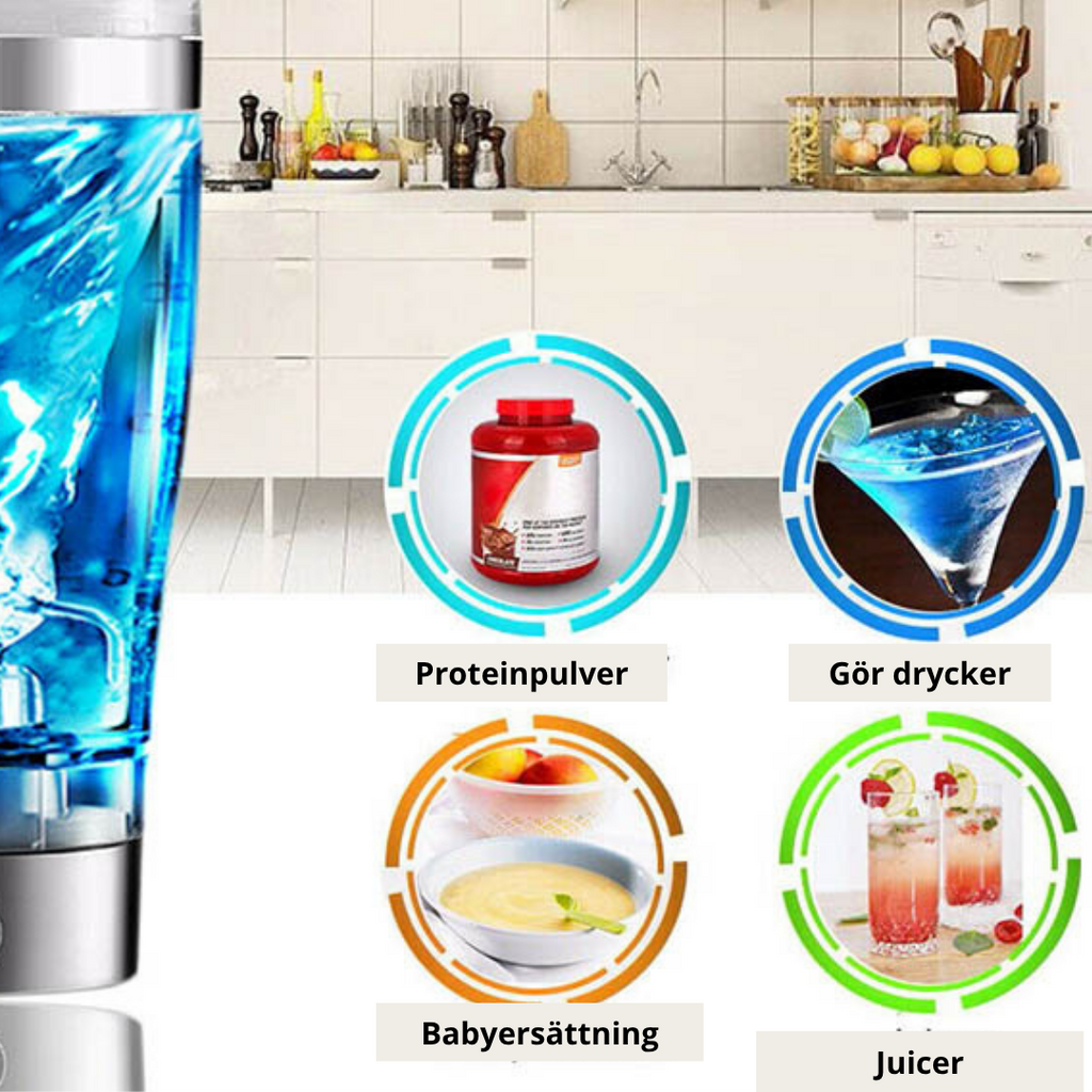 Elektrisk Shakerflaska — Blanda Protein, Kaffe & Mjölk på Sekunder