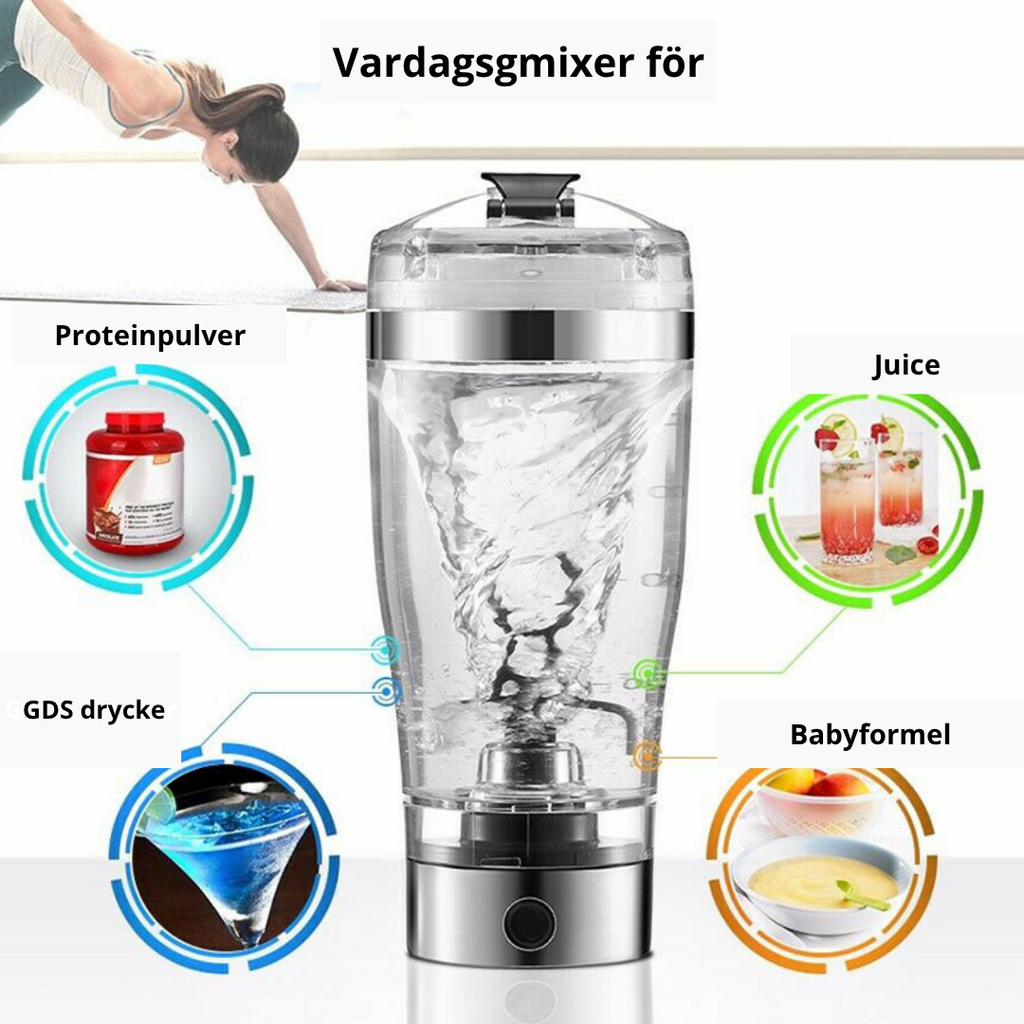 Elektrisk Shakerflaska — Blanda Protein, Kaffe & Mjölk på Sekunder
