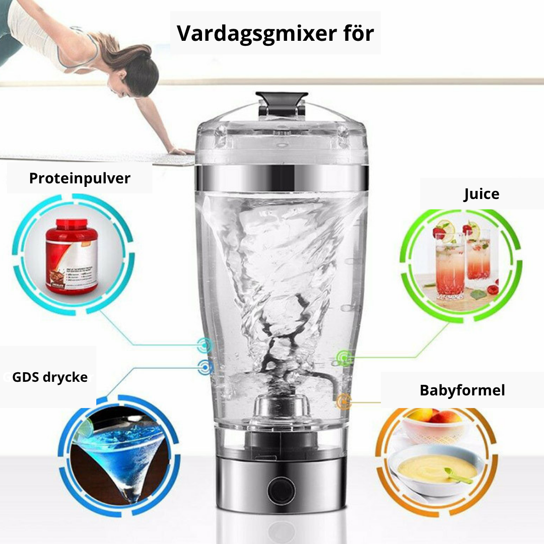 Elektrisk Shakerflaska — Blanda Protein, Kaffe & Mjölk på Sekunder