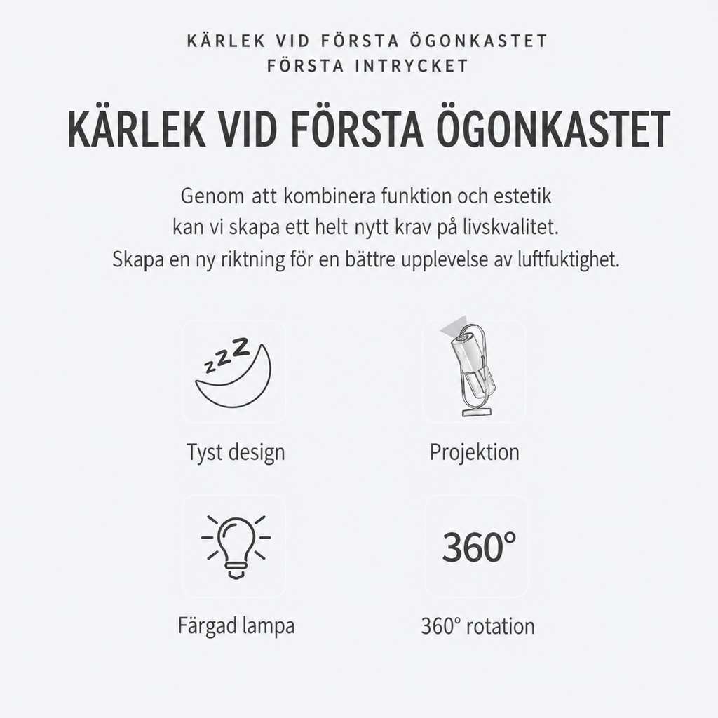 Mini Luftrenare med LED-projektion — USB & Tyst för Hemmet