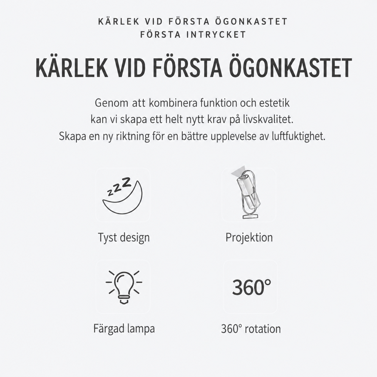Mini Luftrenare med LED-projektion — USB & Tyst för Hemmet