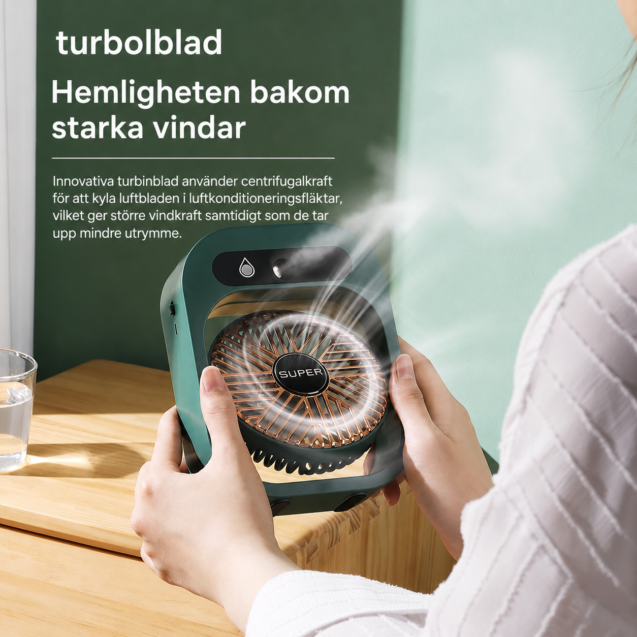 Portabel Sprayfläkt med Luftfuktare – 3 Hastigheter & USB-laddning