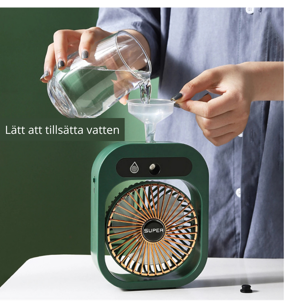 Portabel Sprayfläkt med Luftfuktare – 3 Hastigheter & USB-laddning
