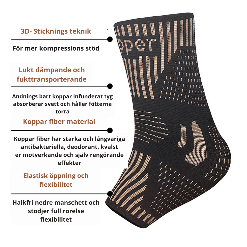 Kopparjon Fotledsskydd – Sport, Basket, Löpning & Klättring