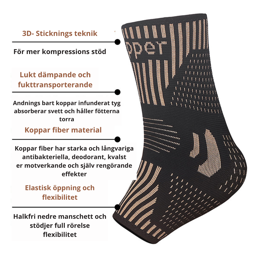 Kopparjon Fotledsskydd – Sport, Basket, Löpning & Klättring