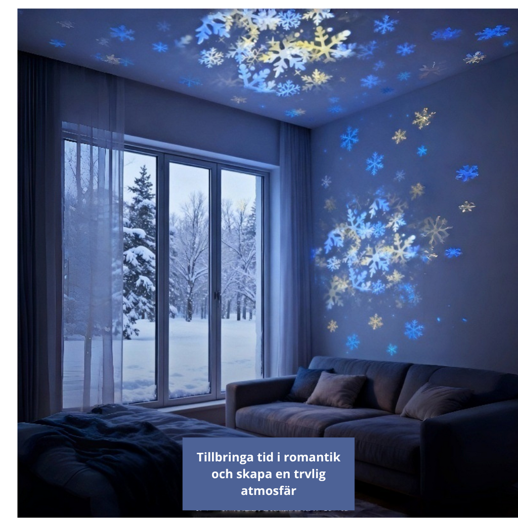 LED Projektionslampa – Jul, Snöflinga & Mer | USB Laddningsbar