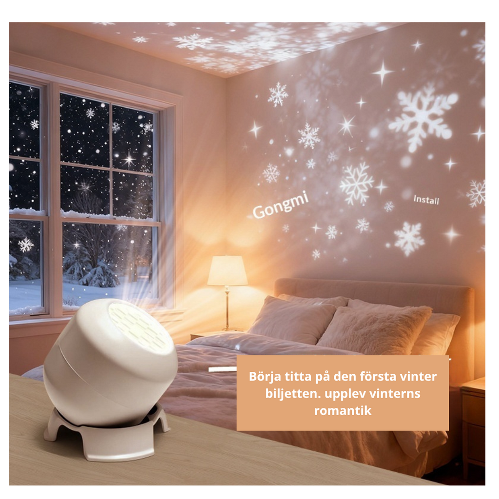 LED Projektionslampa – Jul, Snöflinga & Mer | USB Laddningsbar