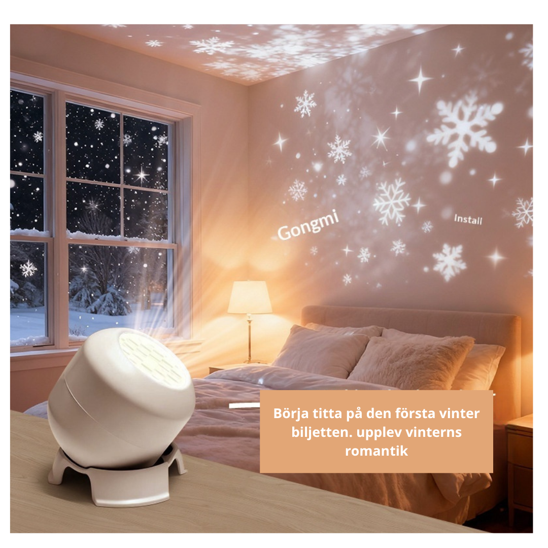 LED Projektionslampa – Jul, Snöflinga & Mer | USB Laddningsbar