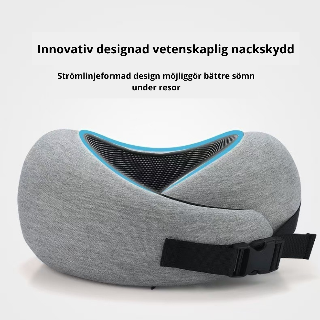Memory Foam Resekudde — U-formad Nackstöd för Flyg, Bil & Kontor
