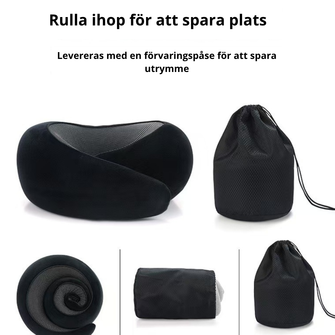Memory Foam Resekudde — U-formad Nackstöd för Flyg, Bil & Kontor