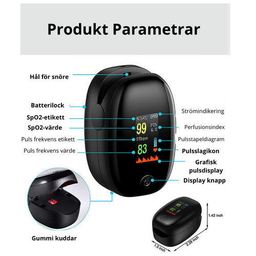 Digital Fingerpulsoximeter – SpO2 & Pulsmätare
