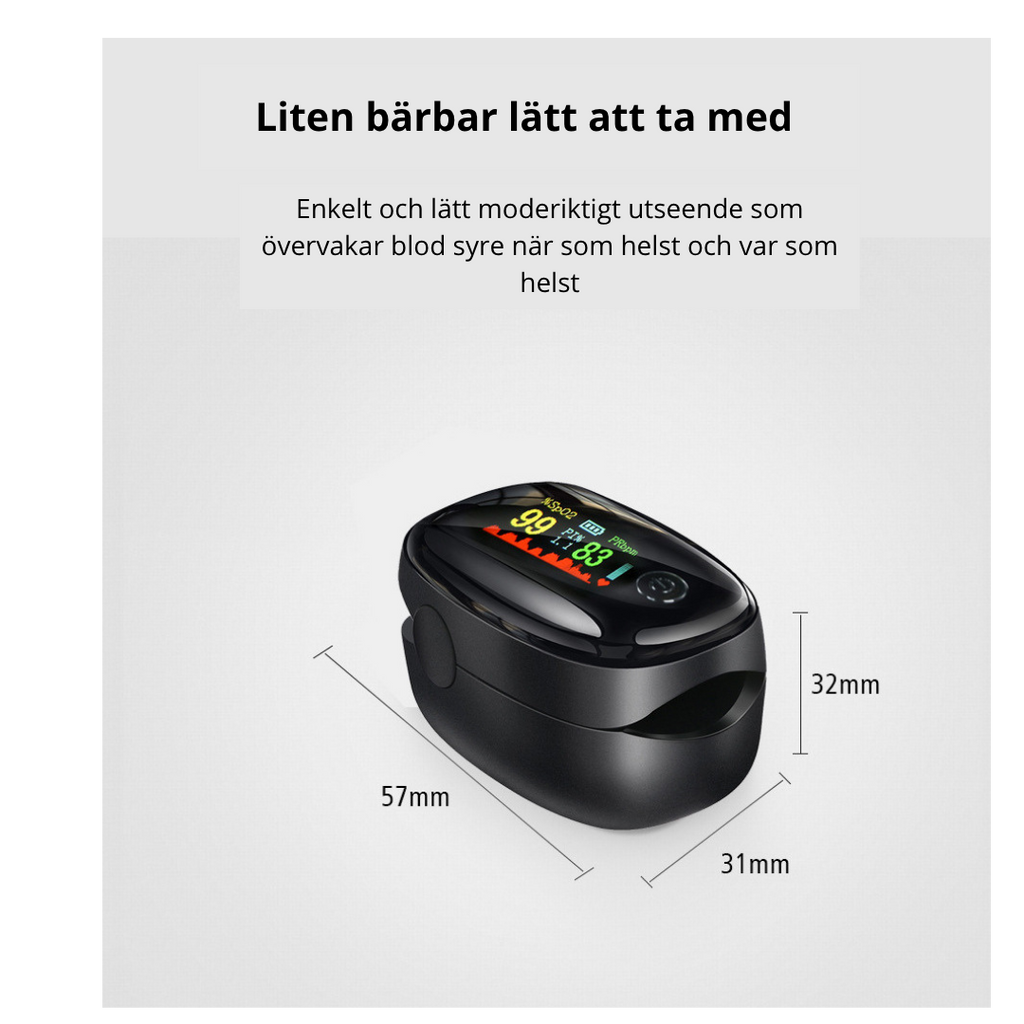 Fingerpulsoximeter — Mät Syremättnad & Puls på Sekunder