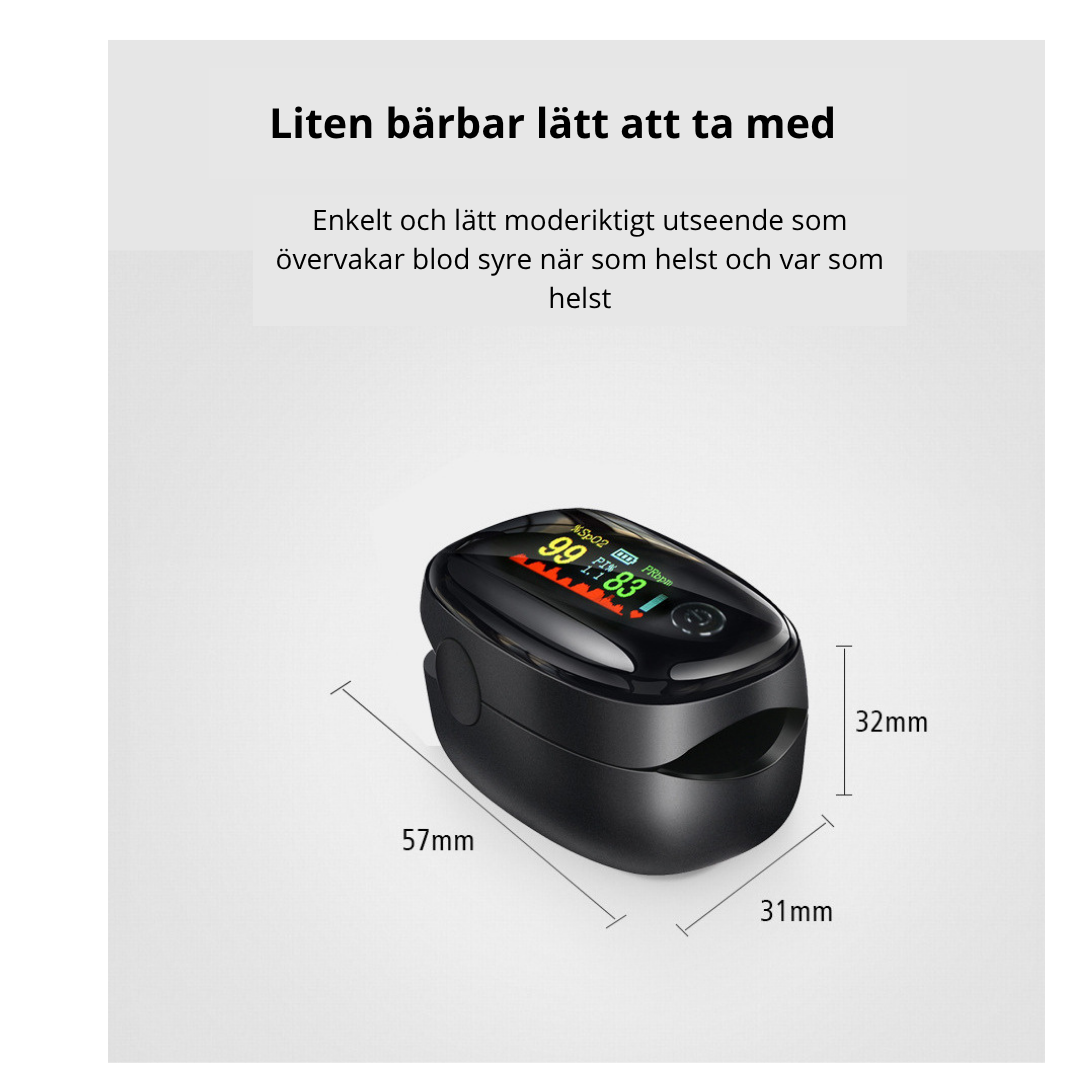 Fingerpulsoximeter — Mät Syremättnad & Puls på Sekunder