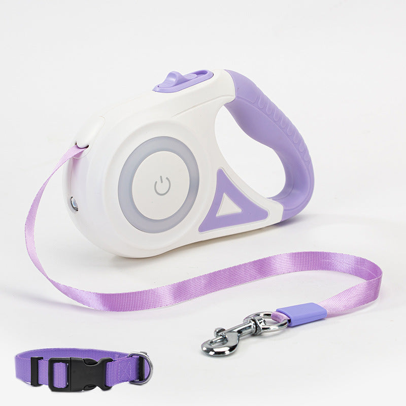 Infällbart Hundkoppel med LED-spotlight & Halsband – Passar Hundar & Katter