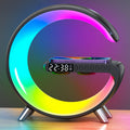 G-formad LED-lampa med Bluetooth-högtalare & Trådlös Laddning — App-styrd Stämningslampa för Sovrum