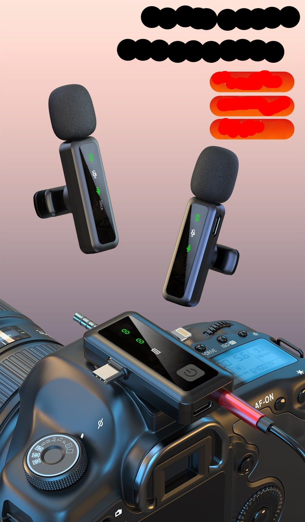 Trådlös Lavalier Mikrofon — För iPhone & Android, Live & Gaming