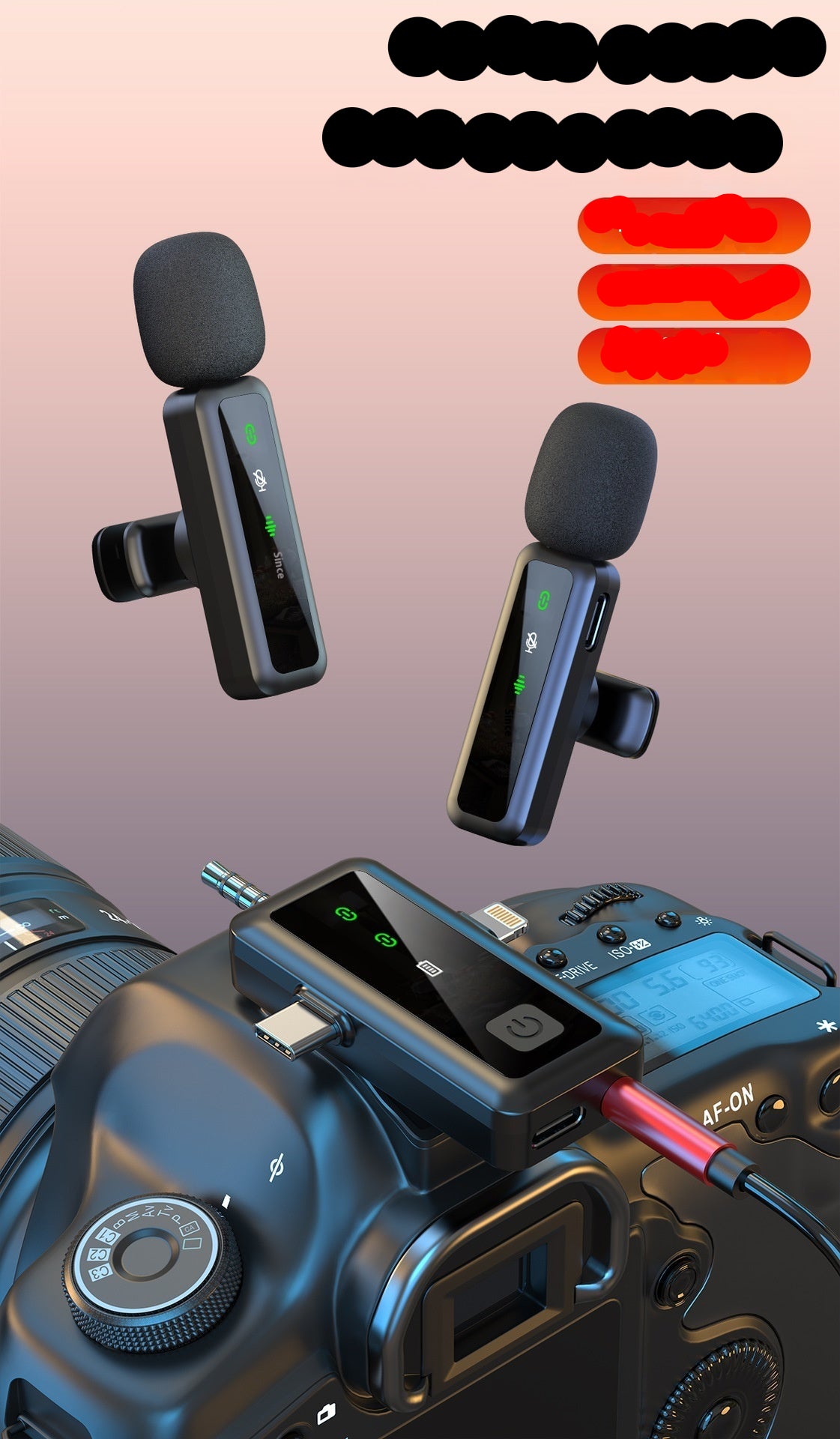 Trådlös Lavalier Mikrofon — För iPhone & Android, Live & Gaming
